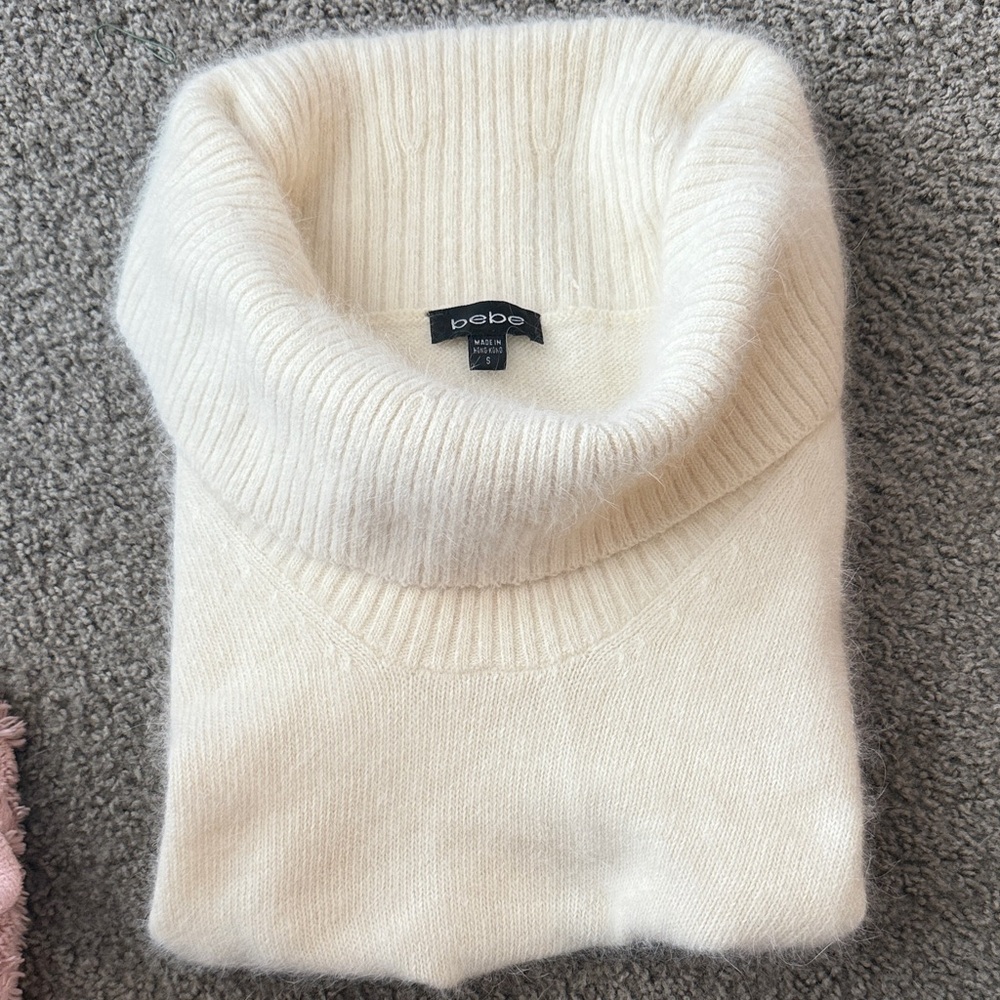 Bebe Women's Ivory Cowl Neck Sweater